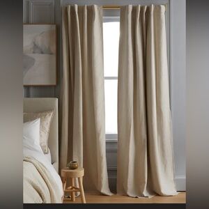 Quince 96 x 120 New European Linen Room darkening Curtain panel in Flax